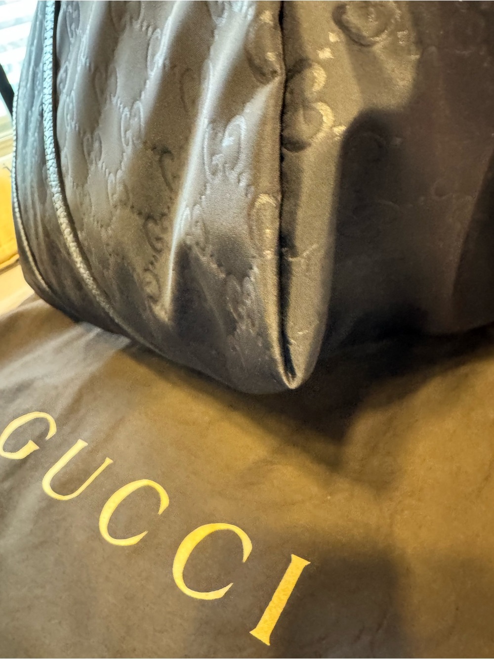 Authentic Gucci Black GG Monogram Nylon Crossbody Tote!!!! - Picture 12 of 16